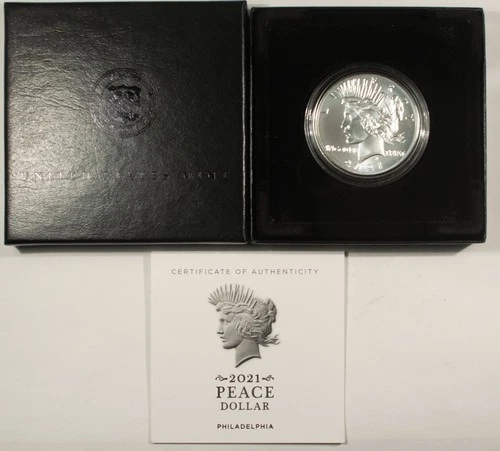 2021 $1 PEACE DOLLAR SILVER 100TH ANNIVERSARY COMMEMORATIVE - GEM UNC W/ OGP