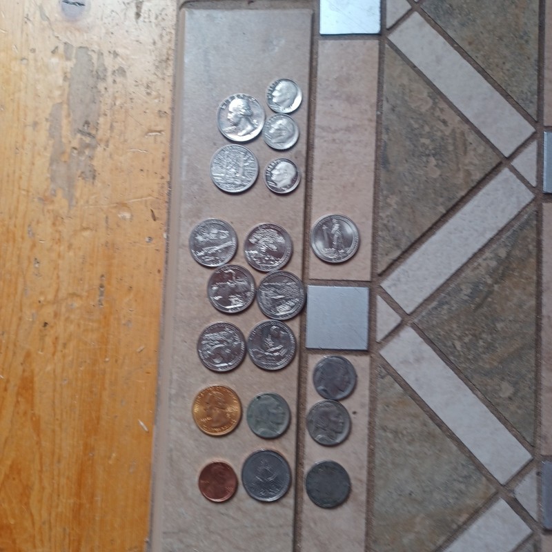 12 S mint coins, Buffalo & Liberty nickels, misstrike coins,  Gold tone quarter