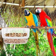 Bird Feeders for Cage Hanging Pet Bowl Container Removable Lid Transparent Easy