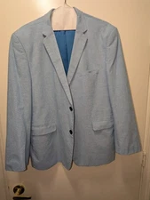 Men's Crown And Ivy Cotton Chambray Blue Suit Jacket 50R