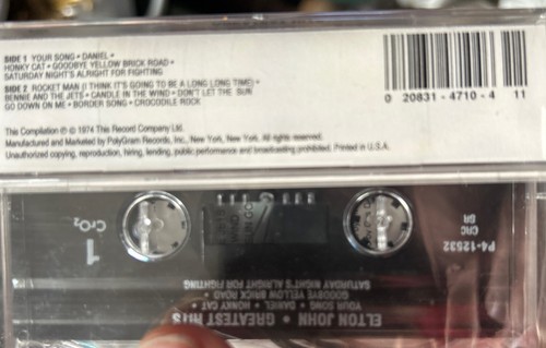 ELTON JOHN: GREATEST HITS - FACTORY SEALED CASSETTE TAPE 1974 - Picture 2 of 2