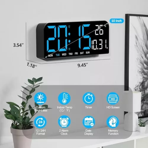 LED große digitale Wand Schreibtisch Uhr Fernbedienung Temperatur Datum Wochenanzeige - Bild 5 von 15
