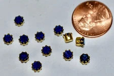 VINTAGE TINY CAPRI BLUE SWAROVSKI RHINESTONES IN SETTINGS BRASS 4mm • 17ss