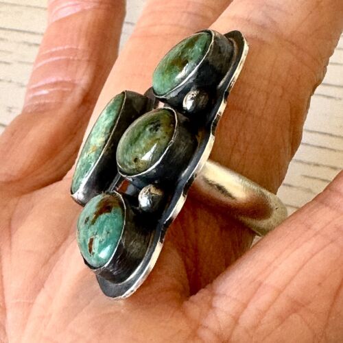 Navajo Royston Türkis Ring Gr. 8 umgekehrt offen verstellbar signiert E Thompson - Bild 8 von 13