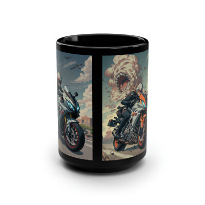 Coffee Mug Motorcycle Tea Cup - ''Cant Be Bothered'' 1/1, 15oz Large Mug 