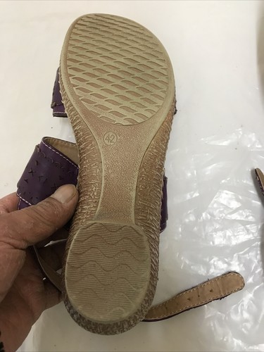 Caravelle Leather Purple Sandals Size Uk 8 Eur 42 - Picture 5 of 11