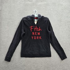 Abercrombie  Fitch Women Hoodie L Black New York Embroidered