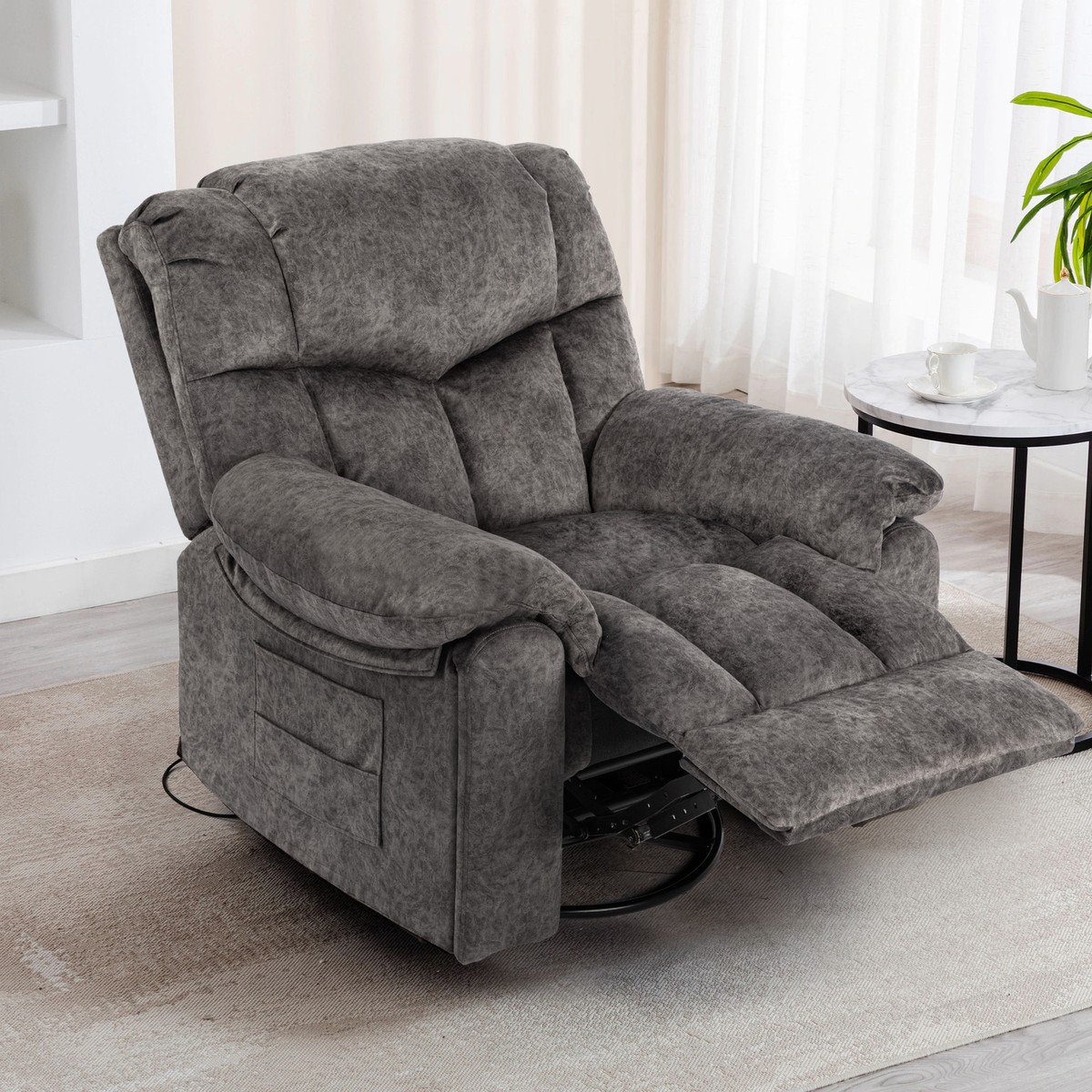 Swivel and Rocking Recliner Chair with Massage and Heating Bonded