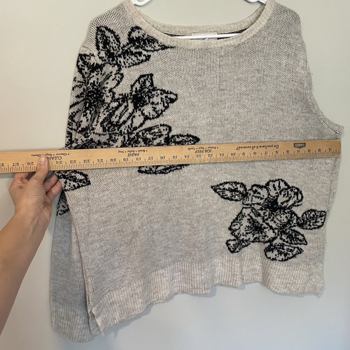 Vintage Liz Claiborne Sweater Floral Size XL Taupe Black Boxy Boho Cottage Women - Picture 4 of 7