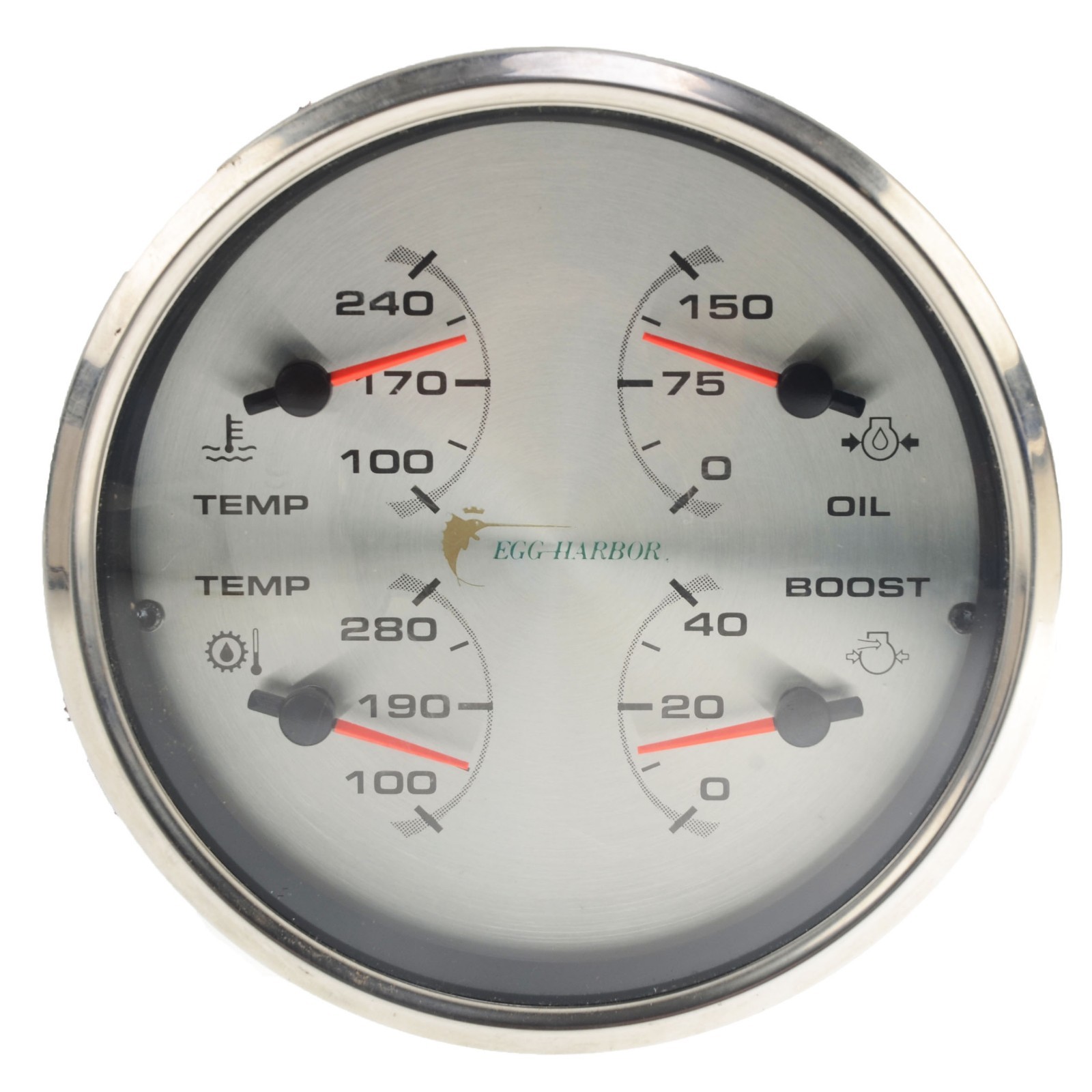 Egg Harbor Temperature Oil Pressure Boost Gauge Original Factory Chrome