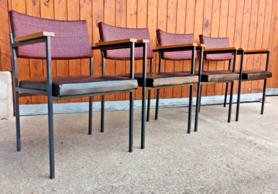 60s Armchair Vintage Armrest Metal Danish Desk Chair 1/4