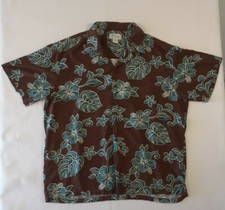 Kole Kole Men's Collared Short Sleeve Button Shirt Size XL Brown Floral USA made