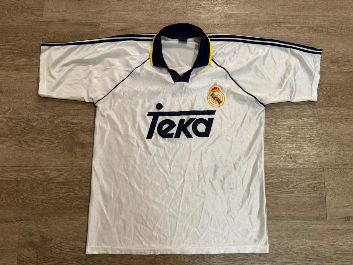 Vintage Real Madrid Jersey Mens XL White Soccer Collared 90s