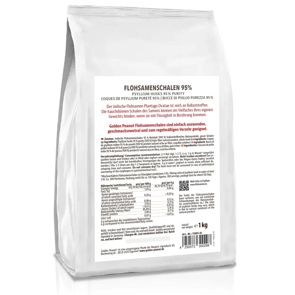 Flohsamenschalen 95% 1kg Ballaststoffe glutenfrei vegan Psyllium Husks sättigend - Bild 2 von 4
