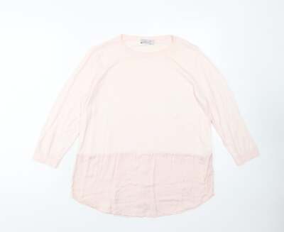 Marks and Spencer Damen Rosa Rundhals Baumwollmischung Pullover Größe 12