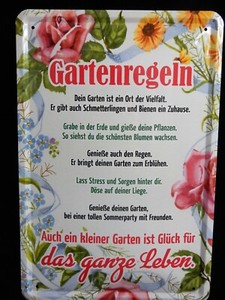 Blechschild Mit Spruch Gartenregeln Garten Gluck Leben Unkraut 20 X 30 Ebay