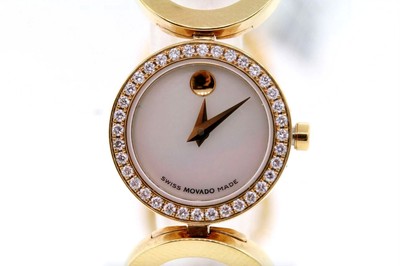 Ladies Movado 0605822 ONO Diamond Bezel Mother of Pearl Dial 