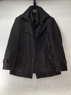 Men's Black Wool Heavy Coat Size Large