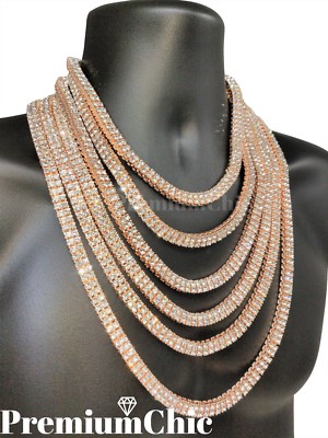 2 Row Tennis Chain Choker Rose Gold 