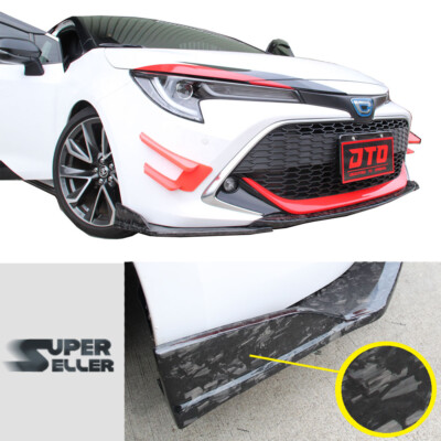 Front Bumper Lip Spoiler 3pcs Fit For Corolla Hatchback E210 AURIS Forge Carbon
