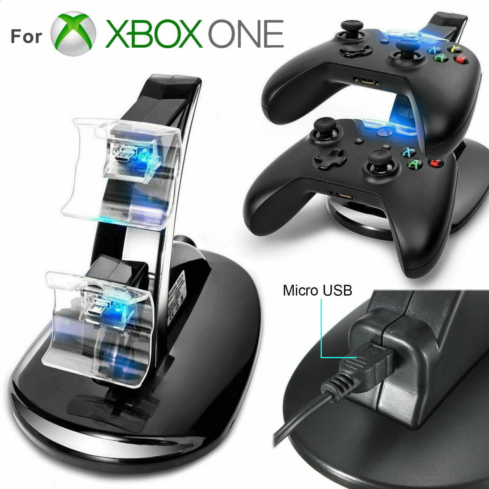George Eliot kom Pessimist For Xbox One / One S Controller Dual Charging Dock Charger & LED Light  Indicator | eBay