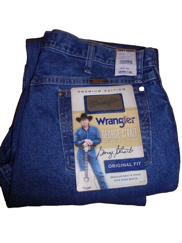 Wrangler George Strait Jeans Mens 35x34(33) Blue Straight Leg 