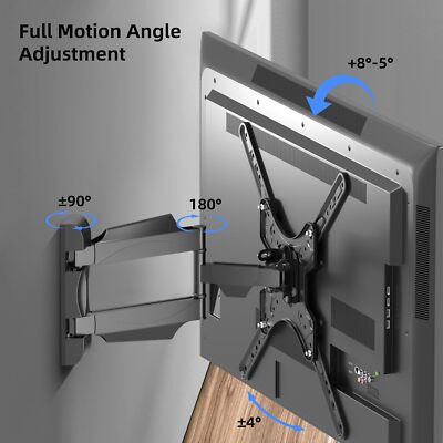 Full Motion TV Wall Mount Bracket Swivel Tilt for 32 36 37 40 42 46 49 50 55''
