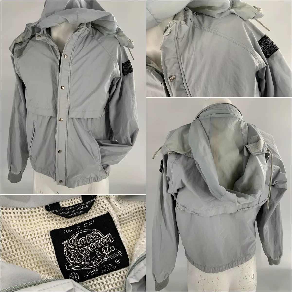 Moss Brown Co. Gore Tex Hood Jacket M Women Gray Full Zip YGI E3 165