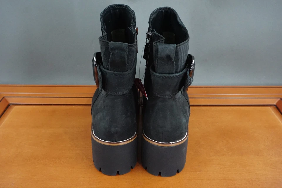 Zapato Dakota Blondo Mujer 9 Negro Cuero Hebilla Cremallera Lateral Tirar de Botines Foto 4 de 4