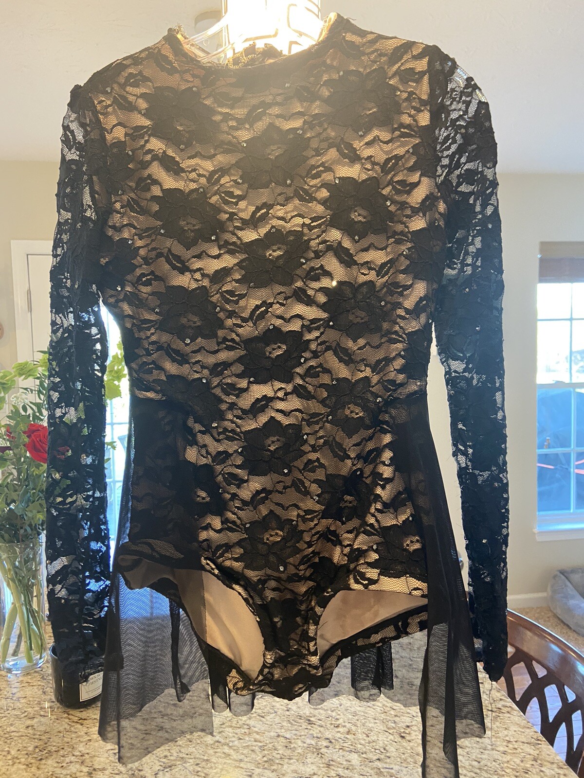 Women’s Dance Black Leotard Costume Adult Small Custo… Gem