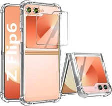 For Samsung Galaxy Z Flip 7 FE 6 5 Case Clear Hard Phone Cover +Screen Protector