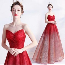 Gorgeous Off Shoulder Gradient Red Evening Dresses Cocktail Banquet Prom Gown MG