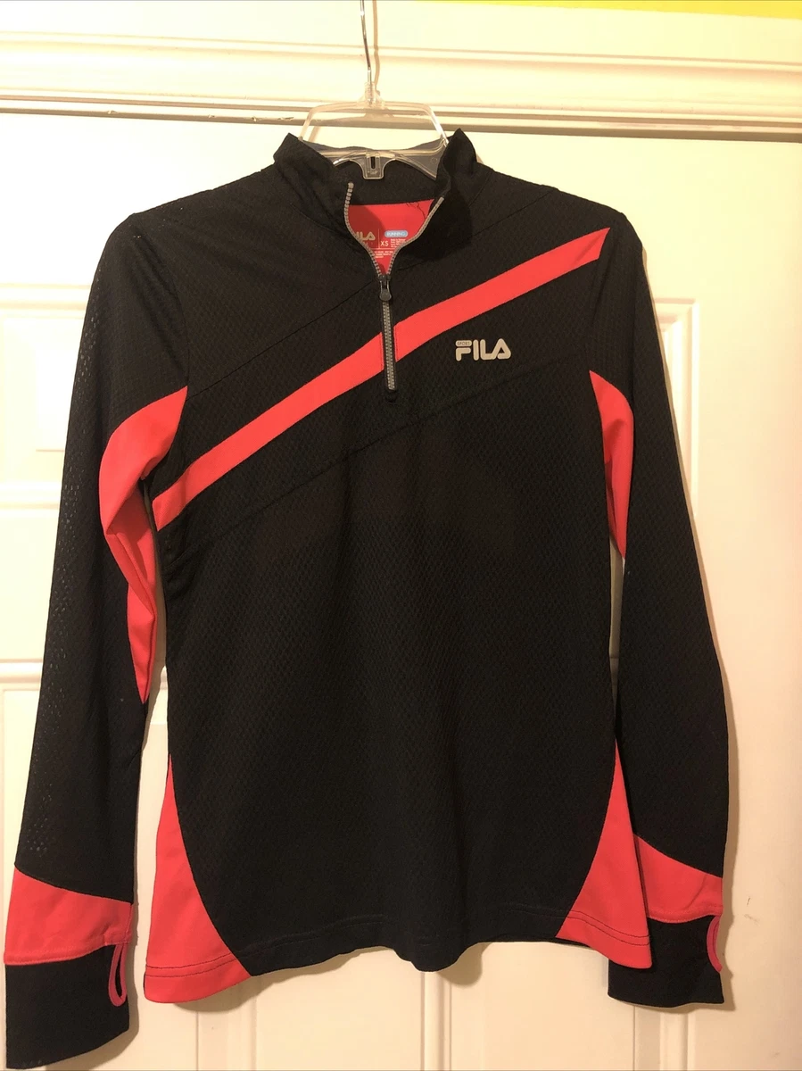 Fila Running Top Womens XS long sleeve thumb holes Black EUC eBay