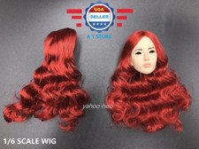 1/6 scale Curly RED Hair Wig for Female Head Sculpt Doll Accessory