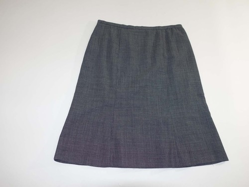 Jones New York Damen leichter A-Linien Rock Gr. 12 grau 100 % Wolle knielang