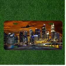 Custom Personalized License Plate Auto Tag With Stunning Night Life City Plane