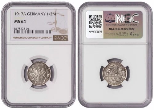 i-650588 Germany ½ Mark 1917 A. NGC MS 64