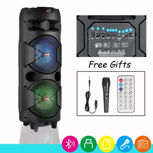 便携式 双 6.5 英寸 无线 便携式 蓝牙 扬声器 立体声 室内 & 室外 - 第 1 张/共 8 张