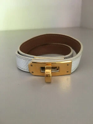 Hermès - Bracelet Kelly double tour Taille S - En cuir blanc - Photo 1/4