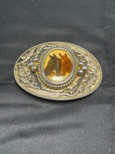 Vintage 70s Horse Head Cameo Metal Belt Buckle Commemorative Western Cowboy