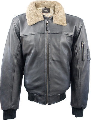 30er/40er Flieger Lederjacke Rockabilly Jacke Anilin Leder Lammfell Flightjacket