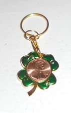 Lucky Penny Coin Token Lincoln Keychain Chain1992 Birthday Clover Luck Cent BU 