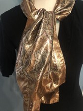 Elegant Shimmering Metallic Gold Fleur De Lis Scarf 54  X 11  Statement Scarf.
