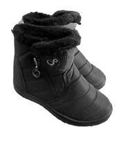 Aomigoct Unisex Black Faux Fur Lined Boots Children's Size 11.5