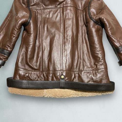 The Leather Gems Faux Leather Bomber Jacket Mens L Brown Shearling Lined NWT - Picture 21 of 24