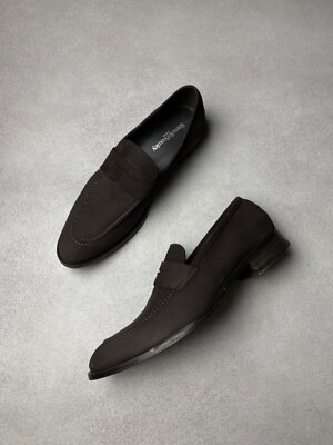 Russell and Bromley Men's loafers brown suede shoes US8