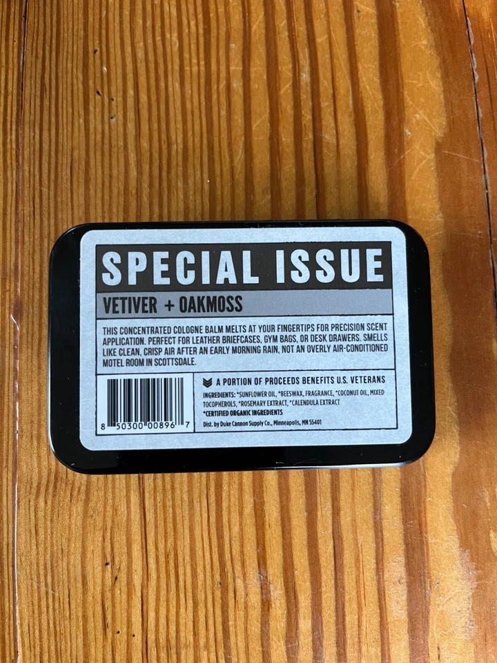 NUEVO Duke Cannon Vetiver & Oakmoss Colonia Sólida Edición Especial 1.5 OZ Viaje Foto 2 de 2