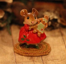 Wee Forest Folk GINGERBREAD GIRL, WFF# M-499, RED, Christmas Cookie Mouse 2022