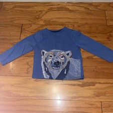 Mini Boden Boys Super Stitched 2-3Yrs Blue Polar Bear Long Sleeved T-shirt
