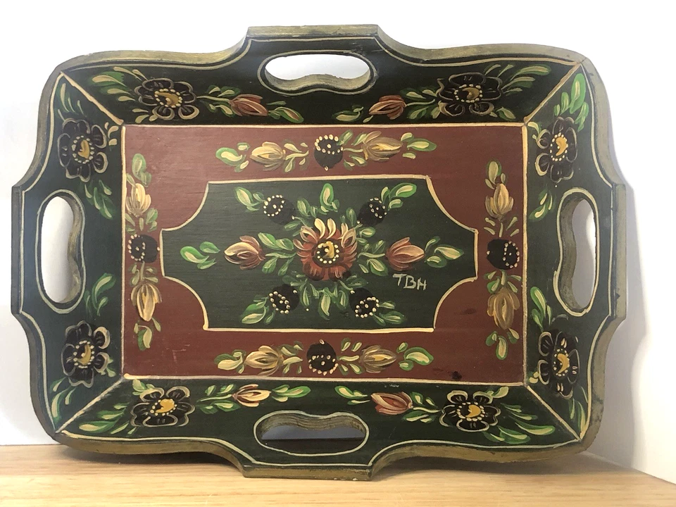 Hand-Painted Hindeloopen Wooden Tray, Dutch Decor Folkart,Serving Tray 10"x7.5" - Image 2 of 4